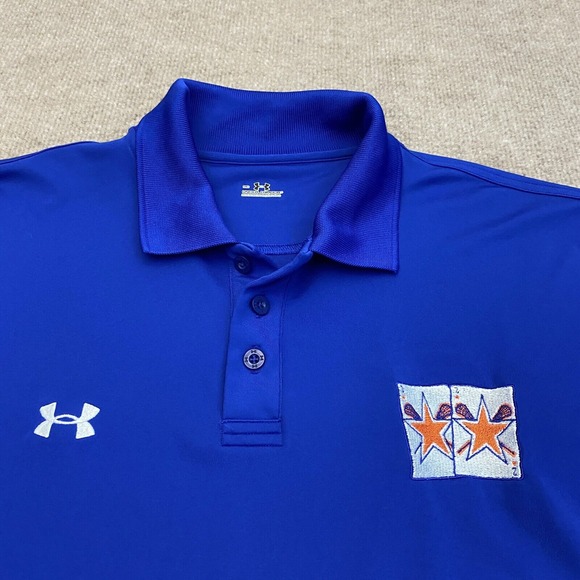 Under‎ Armour Shirt Mens M Blue Poker Seven Deuce 72 Cards Logo Golf Polo Poker - Picture 1 of 11